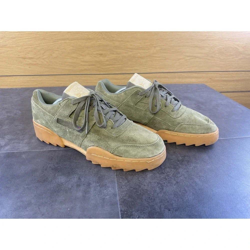 Reebok Men's Workout Plus Ripple Army Green Suede Sneaker Size 12